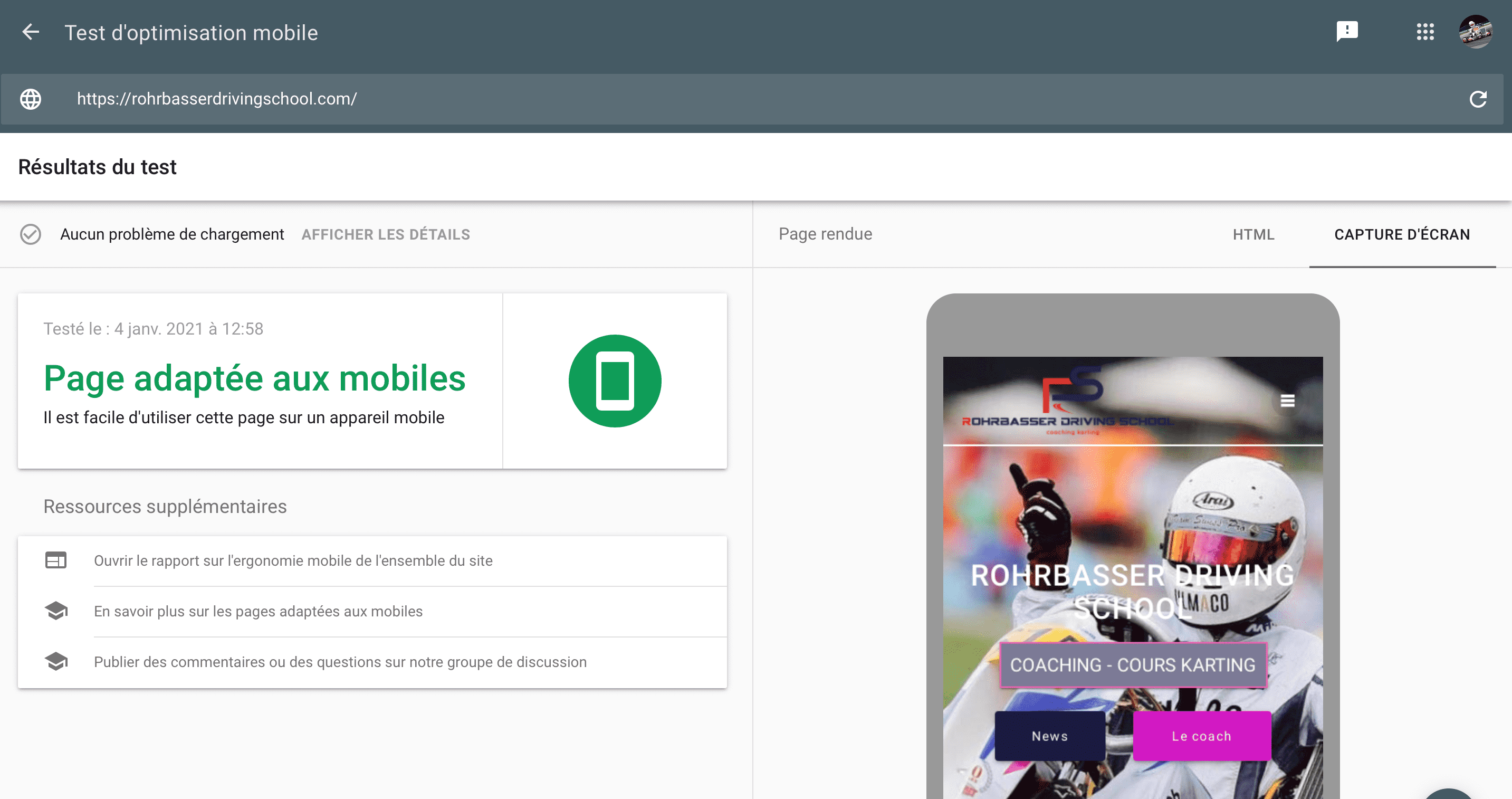 Site web responsive affiché sur mobile